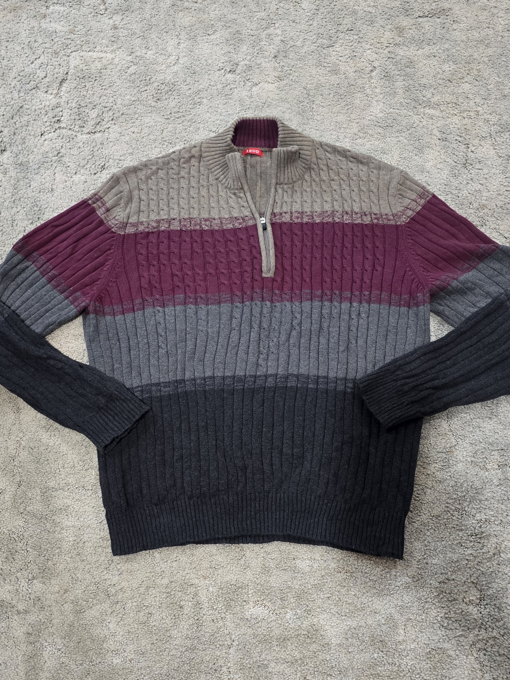 Mens XXL Izod Men’s Colorblock Quarter Zip Cotton Sweater *0176